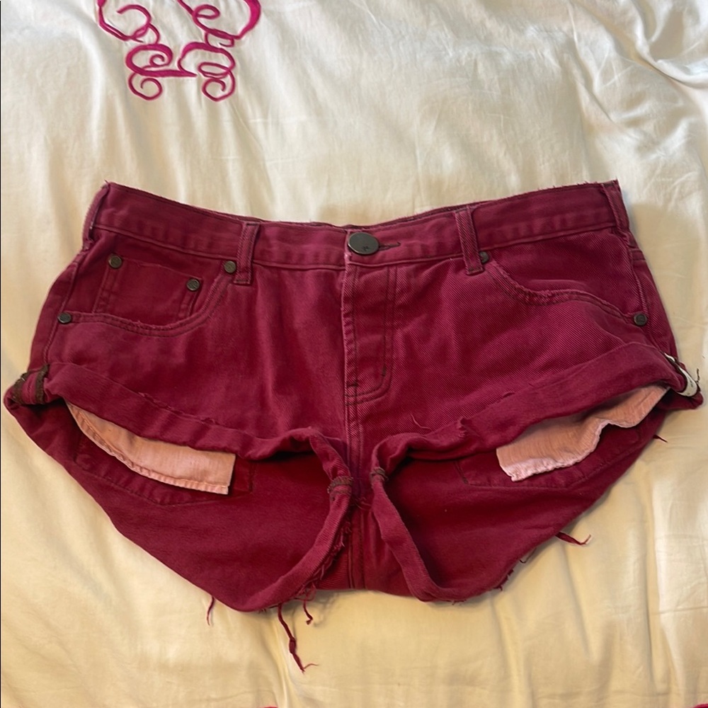 ONETEASPOON Women's Burgundy Shorts